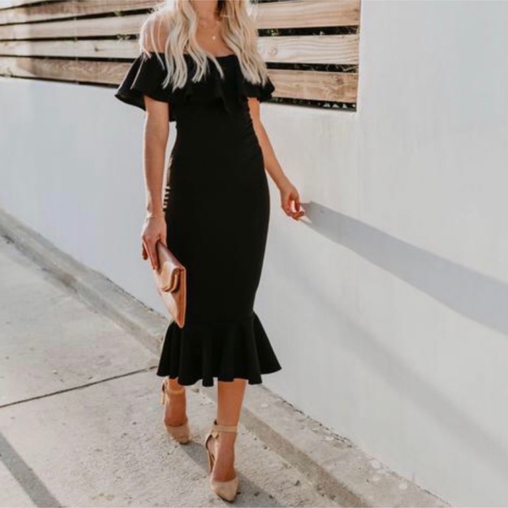 Vici Havana Shop 17 Black Mermaid Ruffle Dress Small
